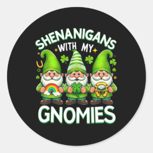 Schabernack mit meinen Gnomies St. Patrick's Day G Runder Aufkleber