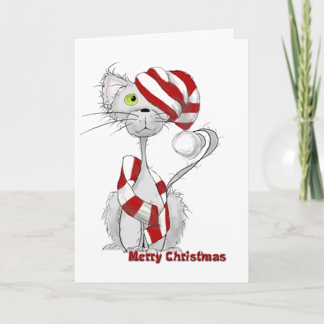 Schäbig die Katzen-Weihnachtskarte Feiertagskarte (Vorderseite)