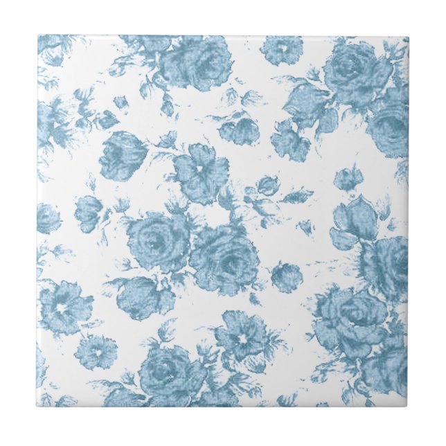 Schäbige blaue Franzosen Toile Fliese (Vorderseite)