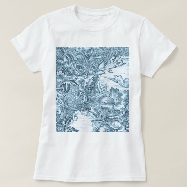 Schäbige blaue Franzosen Toile T-Shirt (Design vorne)