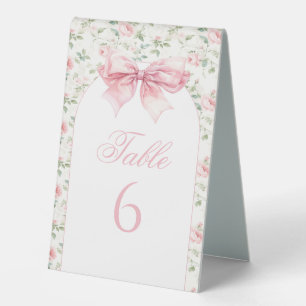 Schäbige Blumen-Schleifen-Babymädchen-Party-Tischn Tischaufsteller