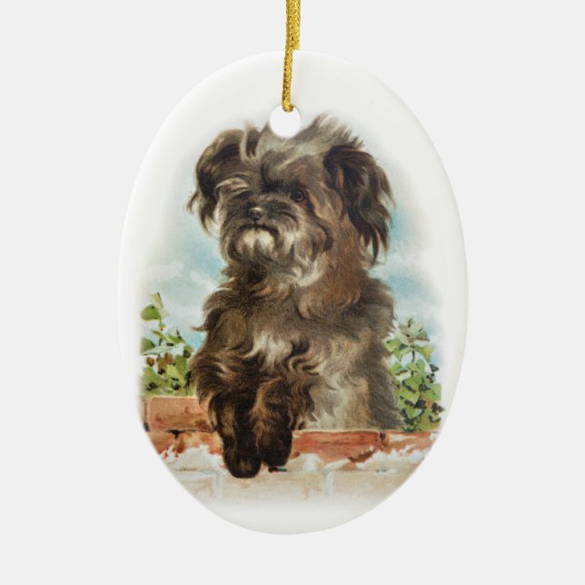 Schäbige Hundeverzierung Keramik Ornament (Vorne)