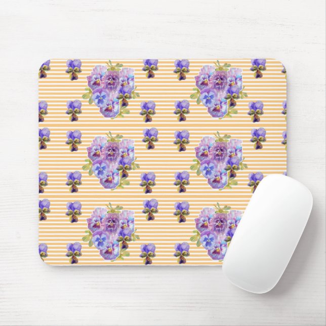 Schäbige lila Stiefmütterchen Blumen gelbe Maus-Ma Mousepad (Mit Mouse)