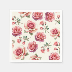 Schäbige rosa Rosen für immer Serviette