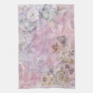 Schäbige Vintage-Blumen-Küchenhandtuch Geschirrtuch