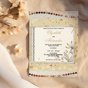 Schabige vintage-pastellfarbene Blumen-Spitze Hoch Einladung