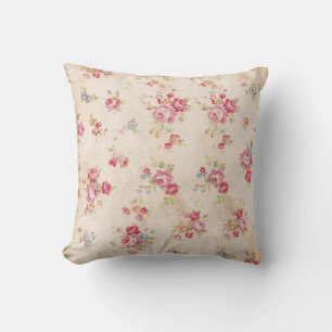 Schabiger Vintage-Stil Rosa Blaue Rosen Floral Kissen