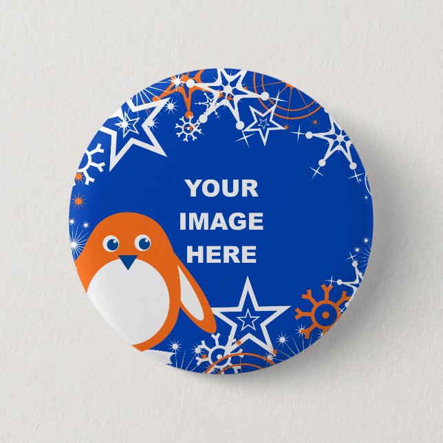 Schablone, Pinguin-Schneeflocke-Grenze Button (Vorderseite)