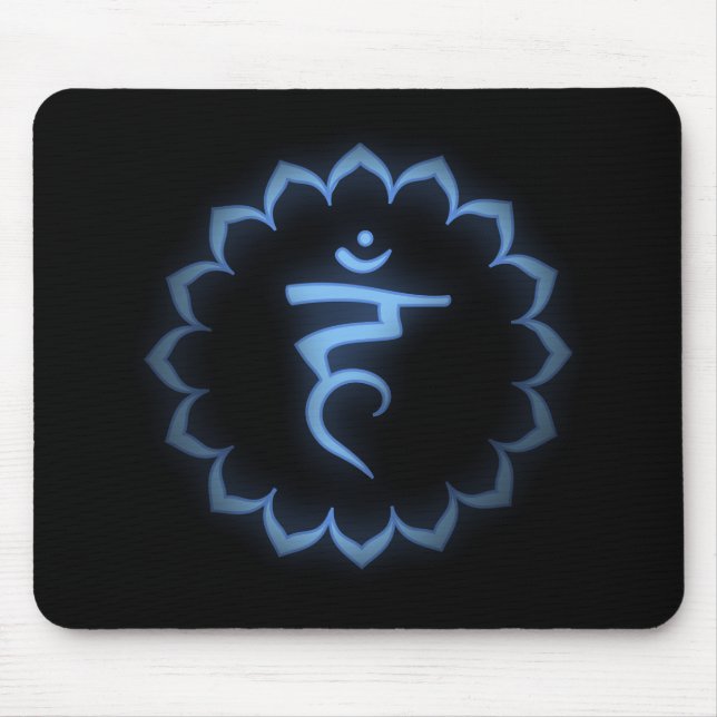 "Schablonen" Kehle Chakra - hellblau Mousepad (Vorne)