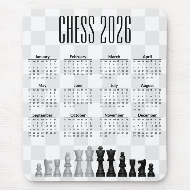 Schach 2026 Kalender Mauspad (Vorne)