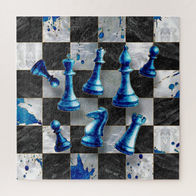 Schach Abstrakte Kunst - Blue Marble (Vertikal)