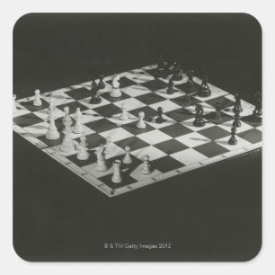 Schach-Brett Quadratischer Aufkleber