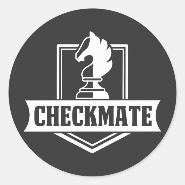 Schach Club Checkmate Schachzug Runder Aufkleber (Vorderseite)