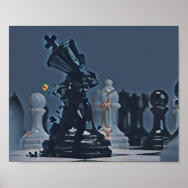 Schach - Cooles blaues Foto Poster