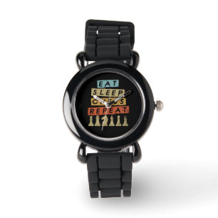 Schach - Essen Schlaf Schach Wiederholen Armbanduhr