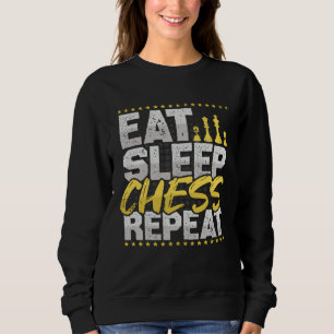 Schach Essen Schlafen Wiederholen Schachbrett Scha Sweatshirt
