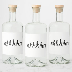 Schach - Evolution des Schachspielers Alkoholflaschenetikett