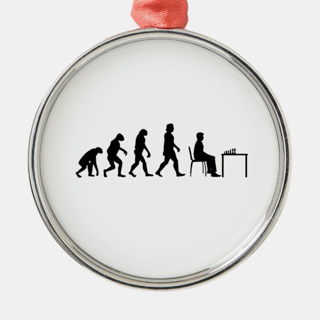 Schach - Evolution des Schachspielers Ornament Aus Metall (Vorne)