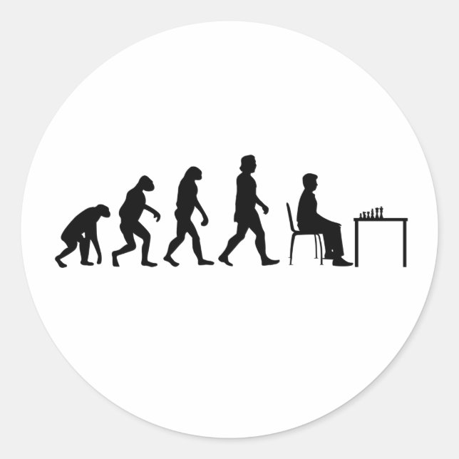 Schach - Evolution des Schachspielers Runder Aufkleber (Vorderseite)