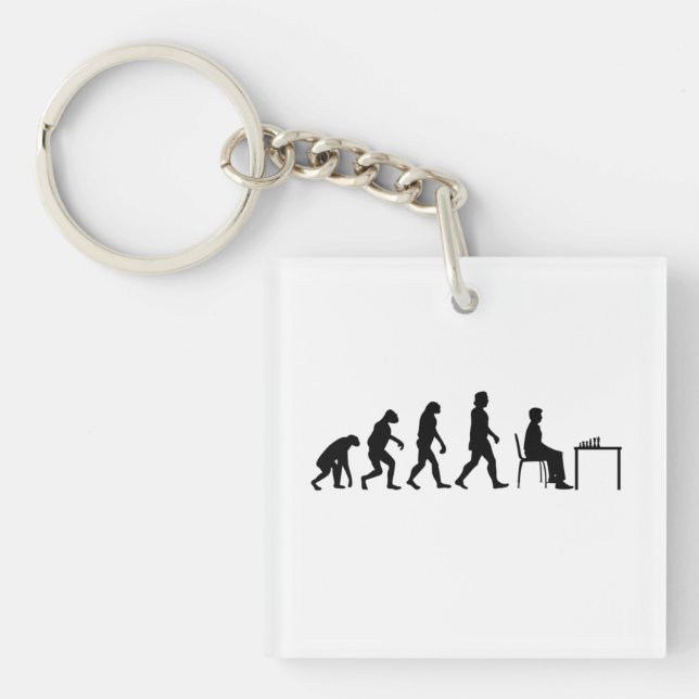 Schach - Evolution des Schachspielers Schlüsselanhänger (Vorderseite)