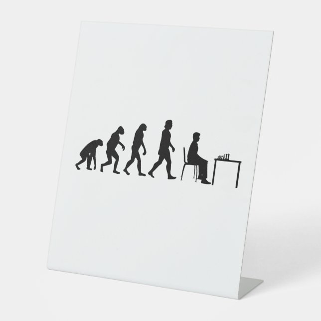 Schach - Evolution des Schachspielers Sockelschild (Vorderseite)