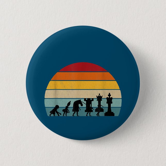 Schach Evolution Retro Vintages Geschenk für Schac Button (Vorderseite)