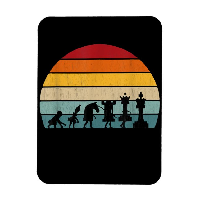 Schach Evolution Retro Vintages Geschenk für Schac Magnet (Vertikal)