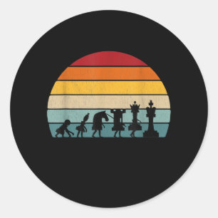 Schach Evolution Retro Vintages Geschenk für Schac Runder Aufkleber