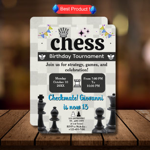 Schach Geburtstagsparty Einladung für Kinder und J