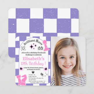 Schach Geburtstagsparty für ihr Mädchen Custom Fot Einladung