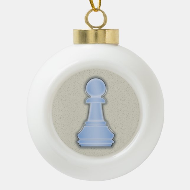 Schach-glänzendes blaues Glasschach-Pfand Keramik Kugel-Ornament (Vorderseite)