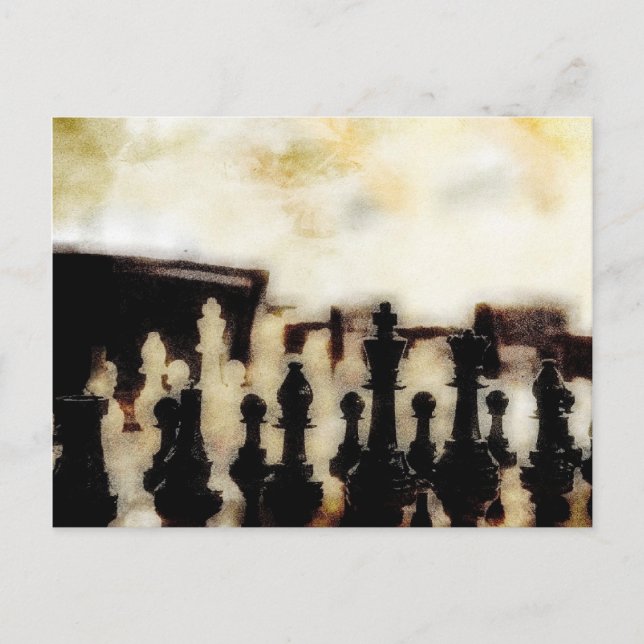 Schach Grunge Postcard Postkarte (Vorderseite)