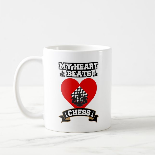 Schach Herz Pieces Strategie Spiel Liebe Passion Kaffeetasse (Links)