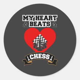 Schach Herz Pieces Strategie Spiel Liebe Passion Runder Aufkleber