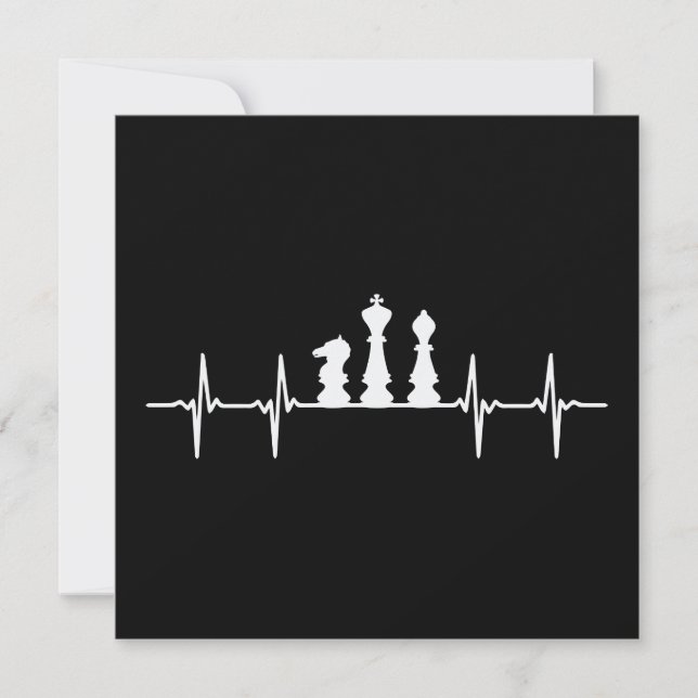 Schach Herzschlag Schachpartituren Einladung (Vorderseite)