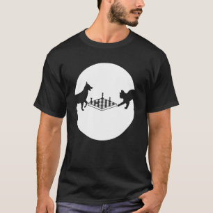 Schach Hund gegen Katze Schachspieler Brettspiel T-Shirt