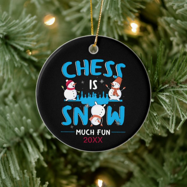 Schach ist Schnee viel Spaß - Winterurlaub Schneem Keramik Ornament (Baum)