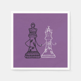 Schach King Queen Figures Napkins Serviette