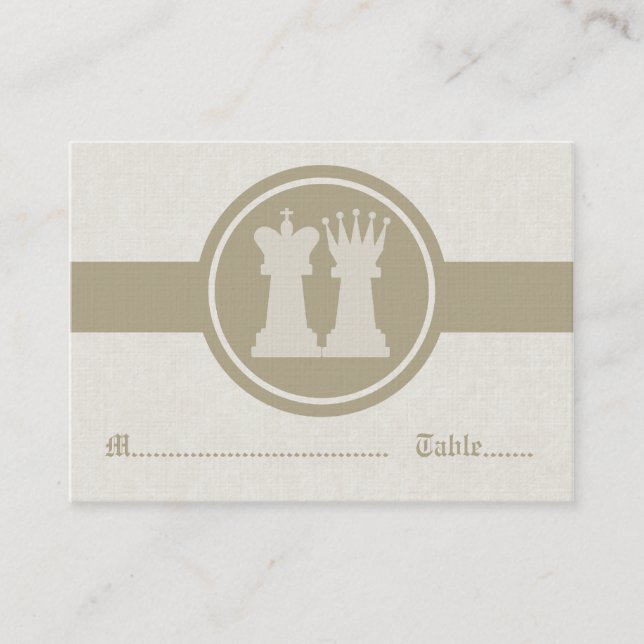 Schach King und Queen Wedding Platzkarten, Latte Platzkarte (Vorderseite)