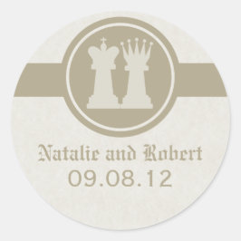 Schach King und Queen Wedding Stickers, Latte Runder Aufkleber