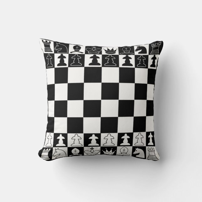 Schach-Kissen in Schwarzweiss Kissen (Vorderseite)