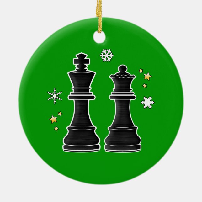 Schach-König und Königin am Weihnachten Keramik Ornament (Hinten)