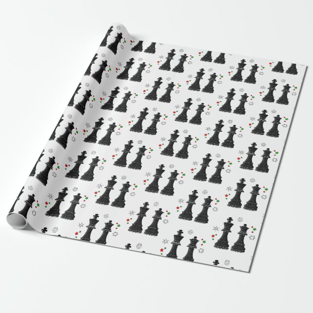 Schach König und Königin zu Weihnachten Geschenkpapier (Ungerollt)