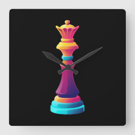 Schach-Königin-Quadrat-Uhr Quadratische Wanduhr