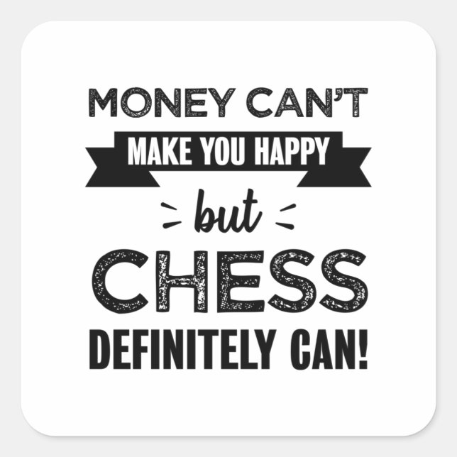 Schach macht dich glücklich quadratischer aufkleber (Vorderseite)