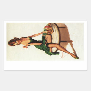 Schach Mädchen Pin Up Rechteckiger Aufkleber
