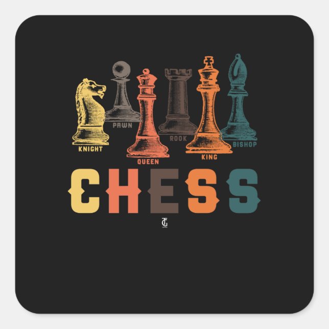 Schach Master Player Pawn Bischof Knight Queen Kin Quadratischer Aufkleber (Vorderseite)