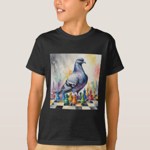 Schach mit einem Taubenaufkleber spielen T-Shirt