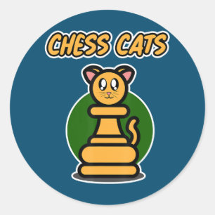 Schach mit Katzen - Männer und Frauen - Schachkatz Runder Aufkleber