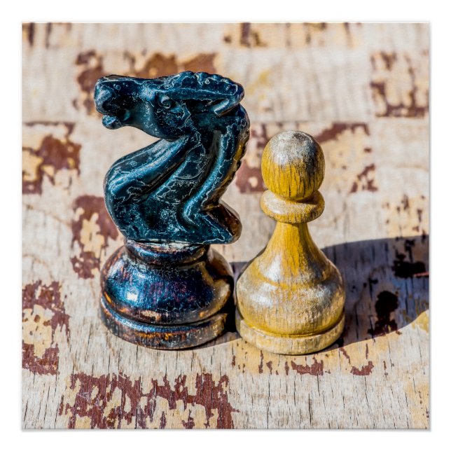 Schach Pawn and Knight - Veteranen Poster (Vorderseite)